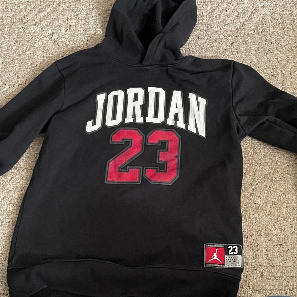 Jordan Black Hoodie with Red and White Accents
